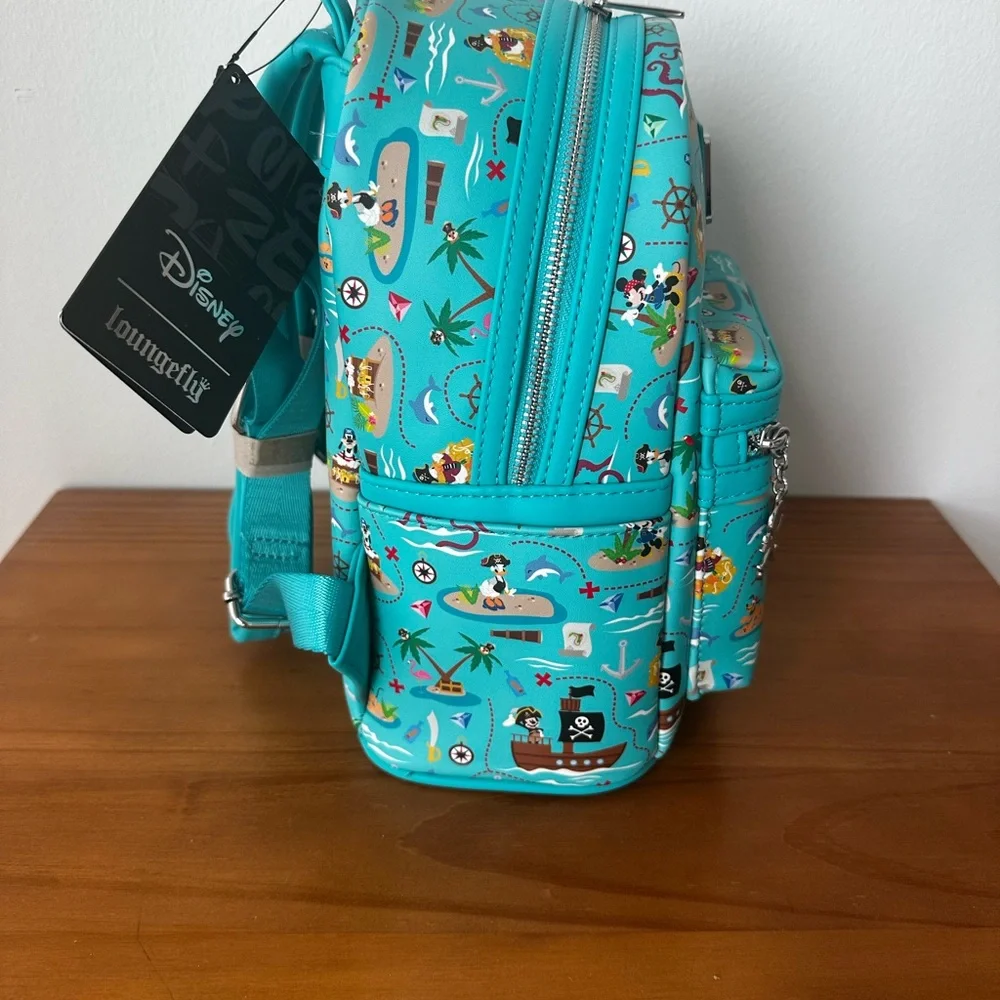 Loungefly Disney Sensational Pirates Characters Mini Backpack Teal One Size New - Picture 5 of 10